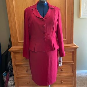 Deep Red Suit Skirt Set